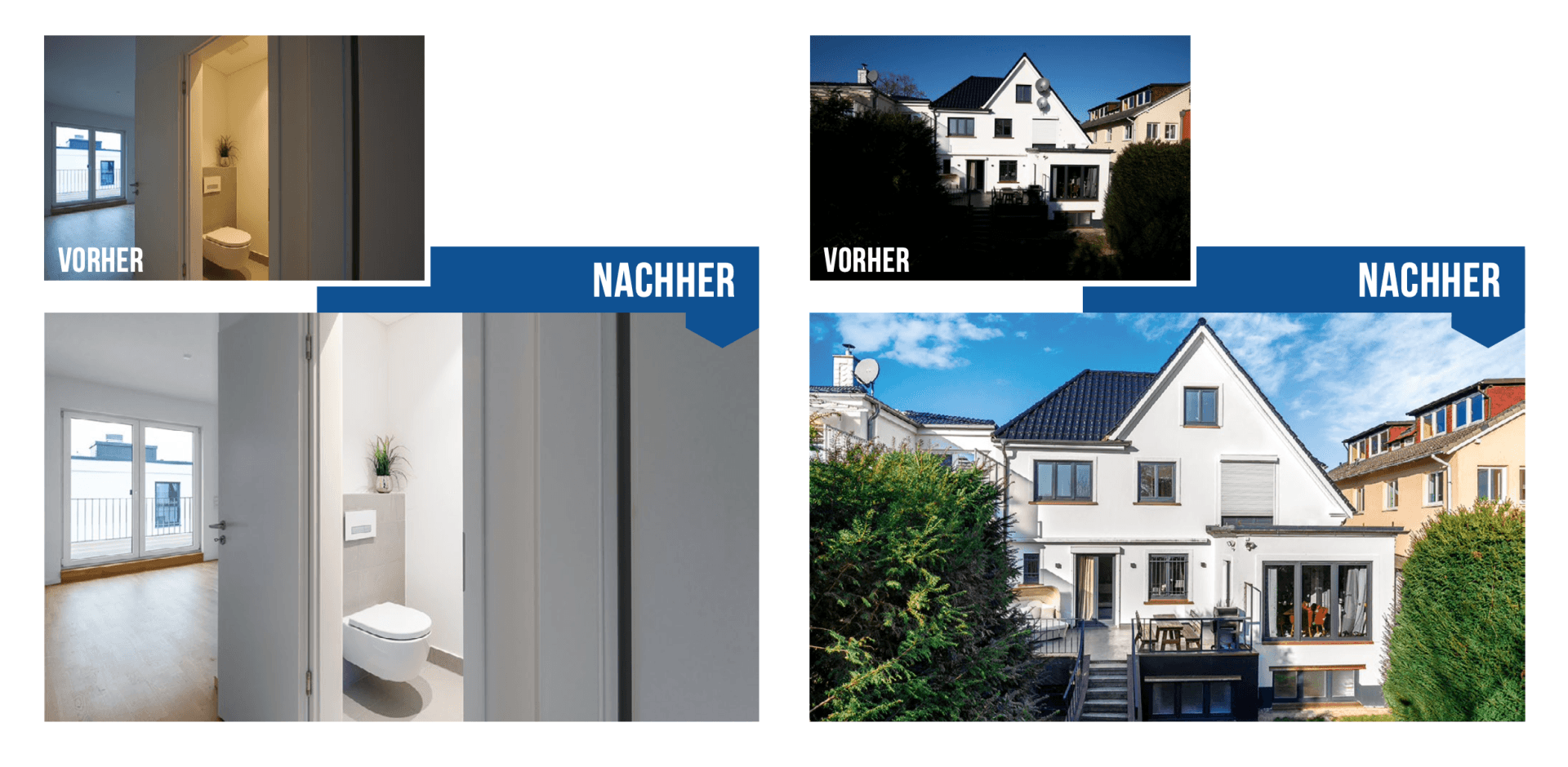 Vorher-Nachher Vergleich professioneller Immobilienfotografie